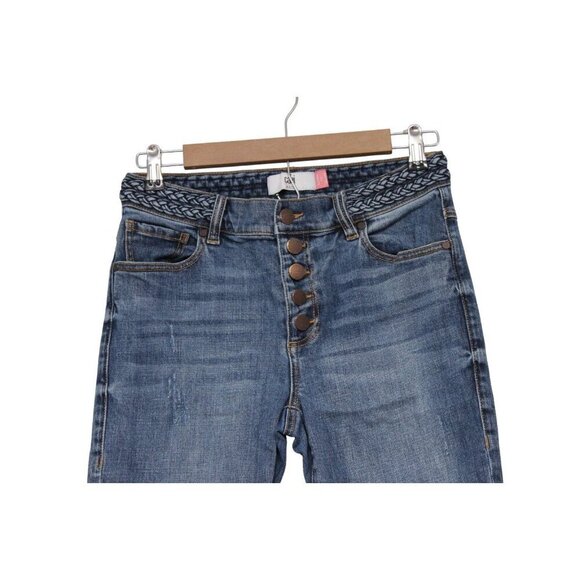 Cabi Jeans Size 4 Mia Button Fly Skinny Stretch Distressed Denim Boho #5694 - Picture 2 of 13